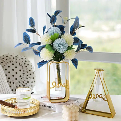 Nordic Metal and Glass Flower Vase for Home Decor SWIFTDROPZONE